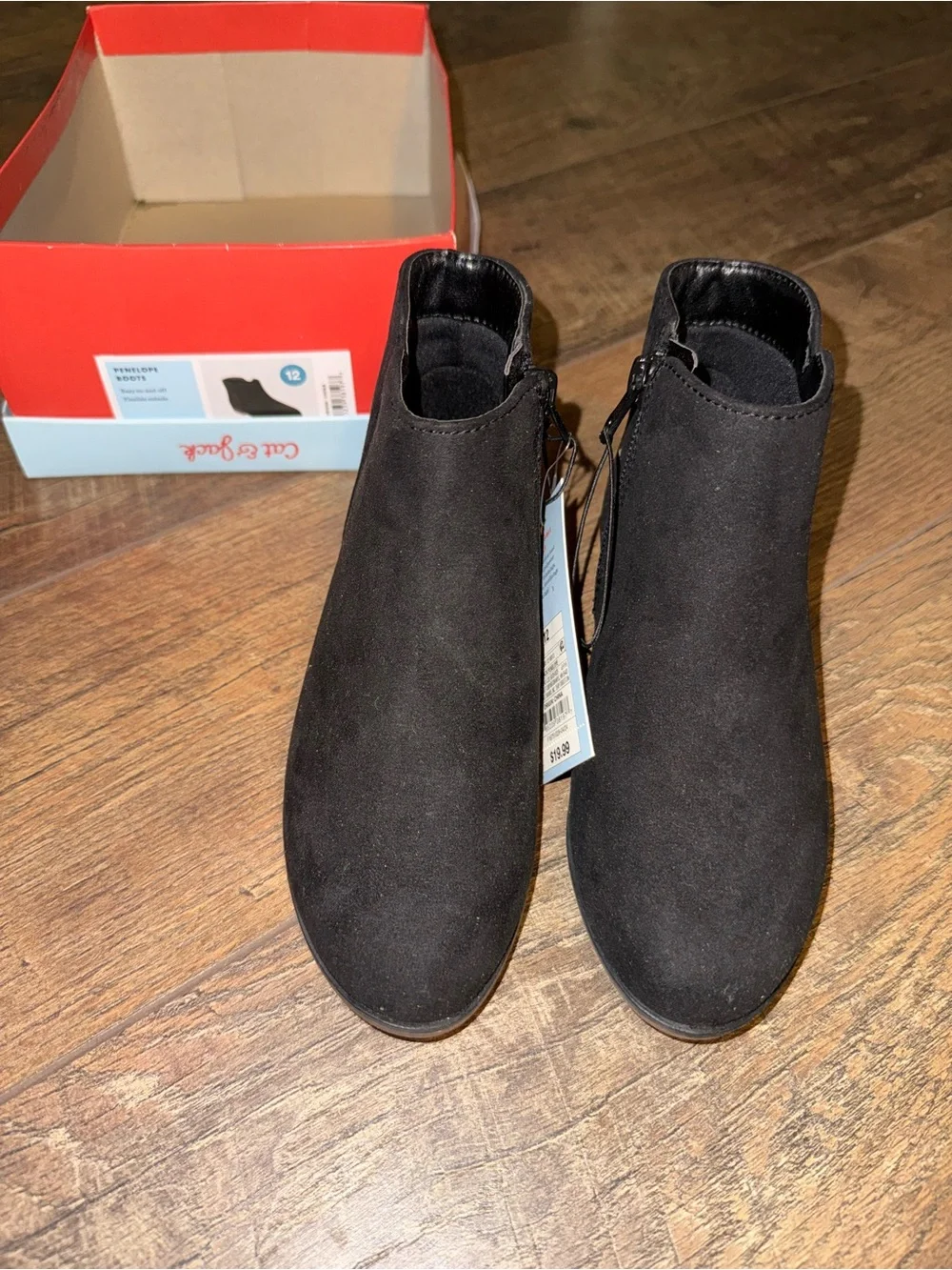 Cat & Jack Black Girls' Faux Suede Ankle Boots